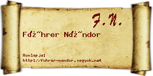 Führer Nándor névjegykártya